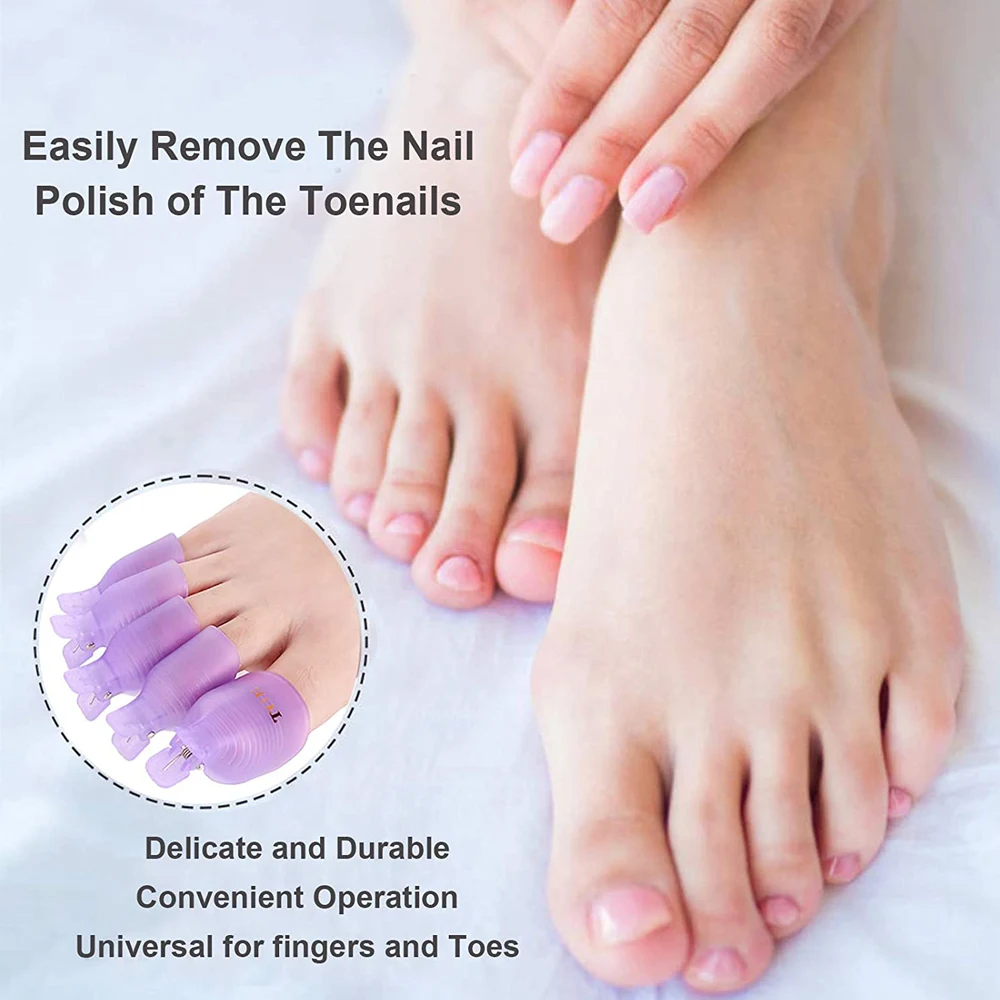 5Pcs Foot Toe Soak Off Cap Easy-Off Manicure Clip UV Gel Polish Remover Wrap Colorful Plastic Nail Clips Pedicure Nail Art Tools