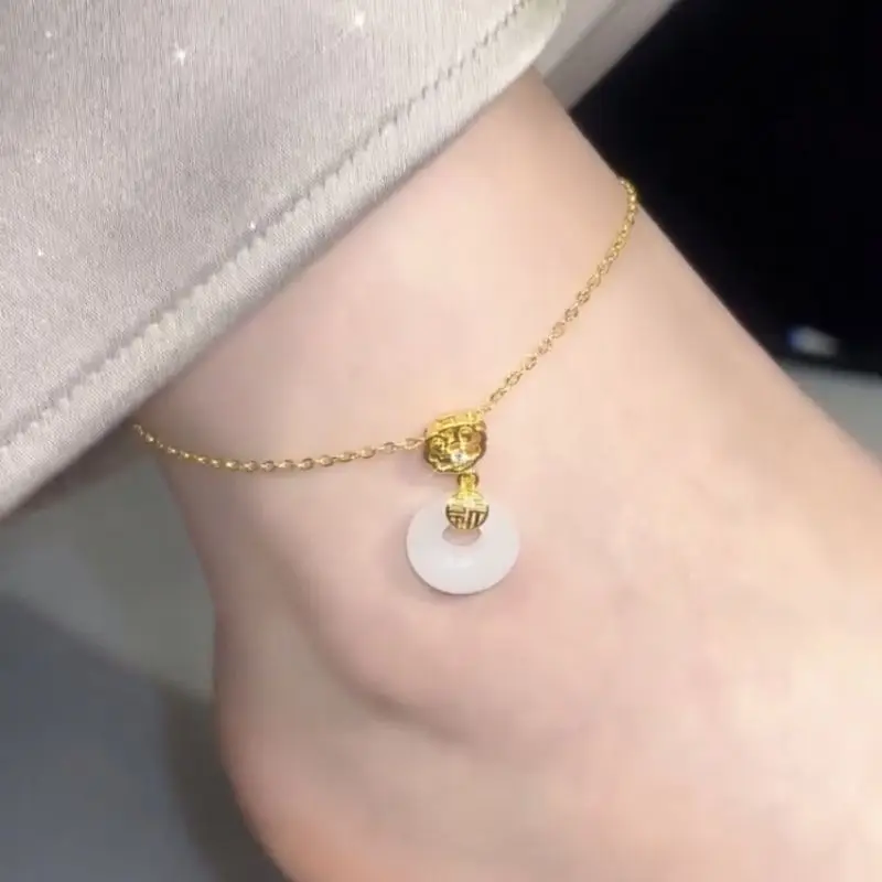 Extended Pingan Pendant Anklet for Women Elegant Light Luxury High End Niche Design Delicate Stylish New Top Fashion Accessory