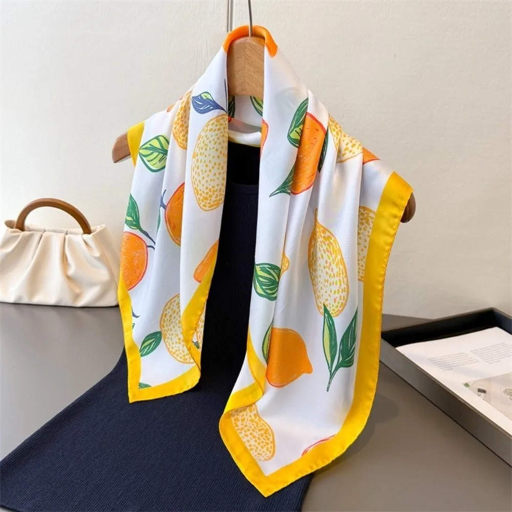 

Fashion Printed Imitation Silk Scarf Square Lightweight Shawl Soft Neckerchief Beach Travel