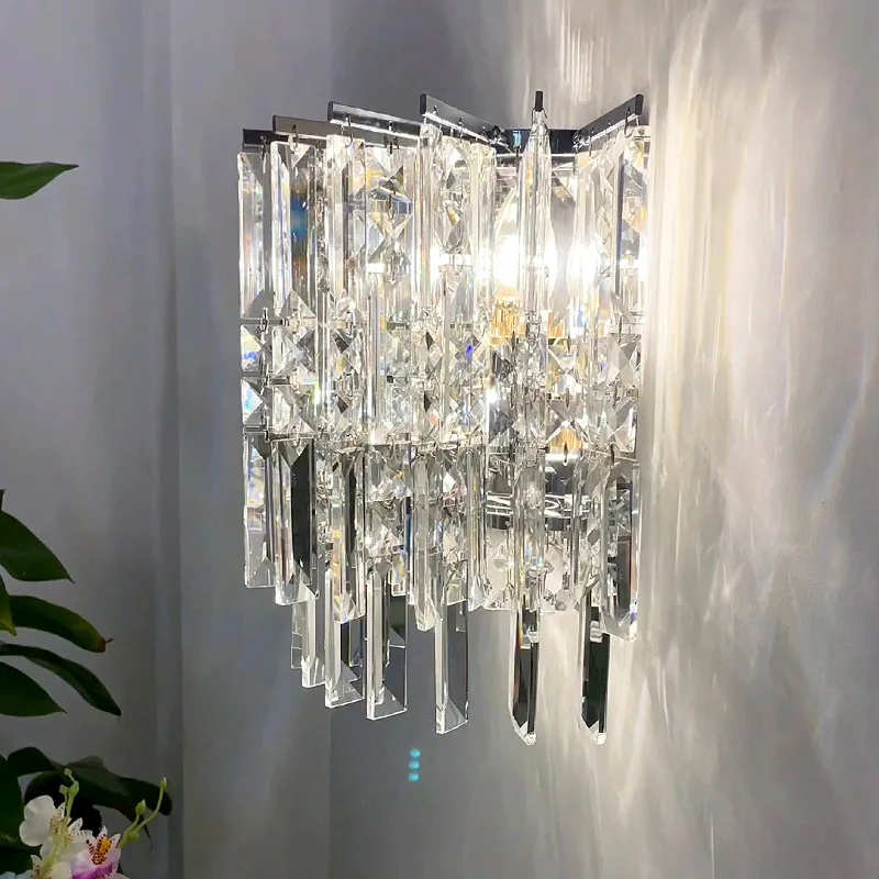 New modern wall lamp Indoor chrome/silver wall sconce living room bedroom bedside bathroom corridor lamp crystal led wall lights