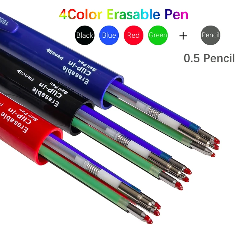 5 In1 Erasable Gel Pen 0.7mm Black Blue Red Green Multi-Color Gel Pen 0.5mm Kawaii Pencil School Office Stationery