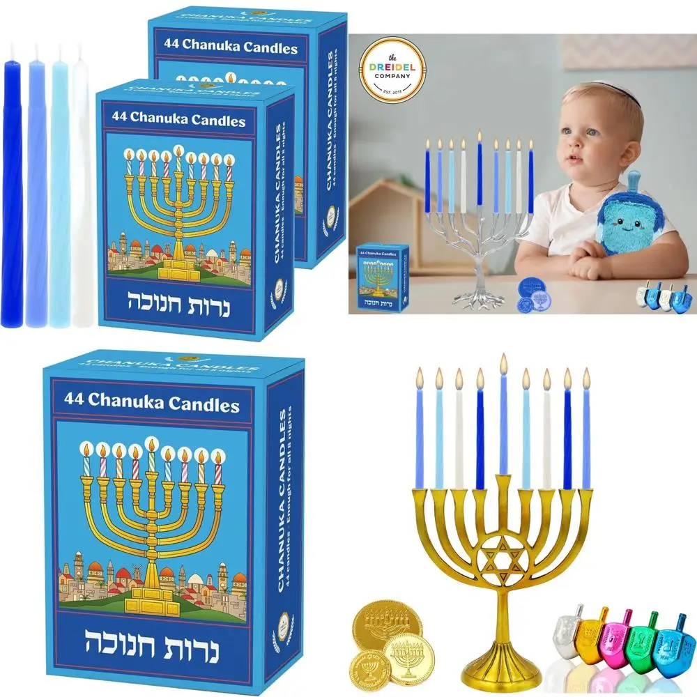 

Набор из 2 пастельно-голубых свечей для менирах, для 8-дневного празднования Хануки