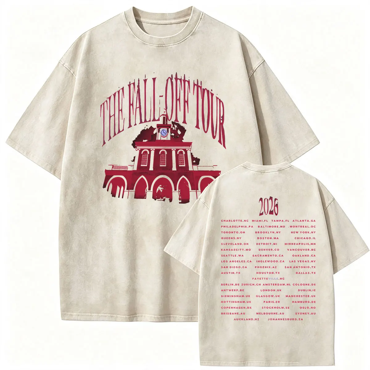 Vintage Washed J.Cole The Fall Off Tour 2026 T-Shirts für Herren und Damen – Modische Gothic Hip-Hop Loose Fit Kurzarm-T-Shirts – Detail 3