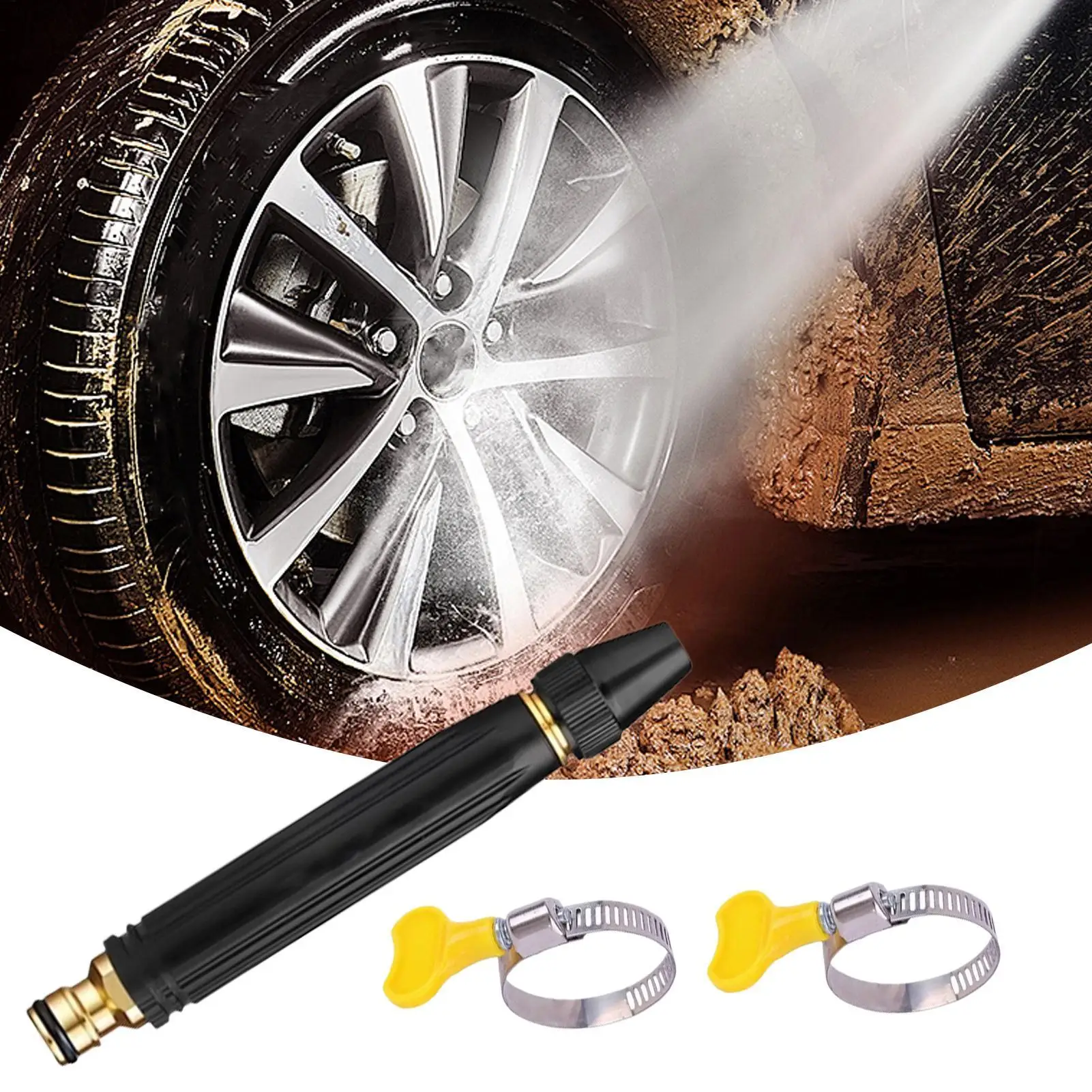Metal Garden Hose Water Nozzle Sprayer Handheld Replacement Parts with 3 Patterns Cleaning Tools for Pet Bathing Patio Lawn