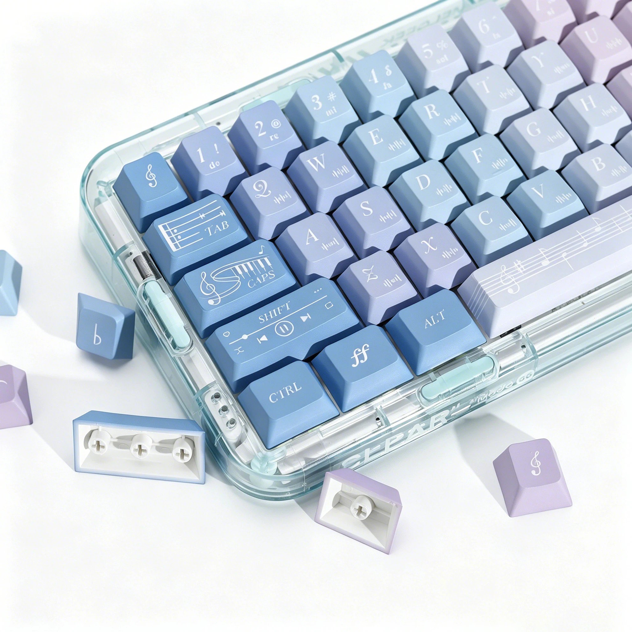 

KBDiy Lost Notes Blue Keycaps Retro Cherry Profile Alice PBT Keycap Custom For MX Magnetic Switch Gaming Mechanical Keyboard KIT