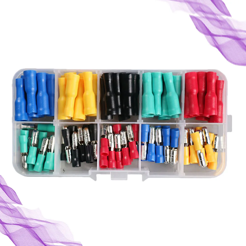 

100Pcs Electrical Insulated Crimp Terminal Connector Kit Multi Size Butt Ring Spade Quick Disconnect Crimping Tool Set for Wire