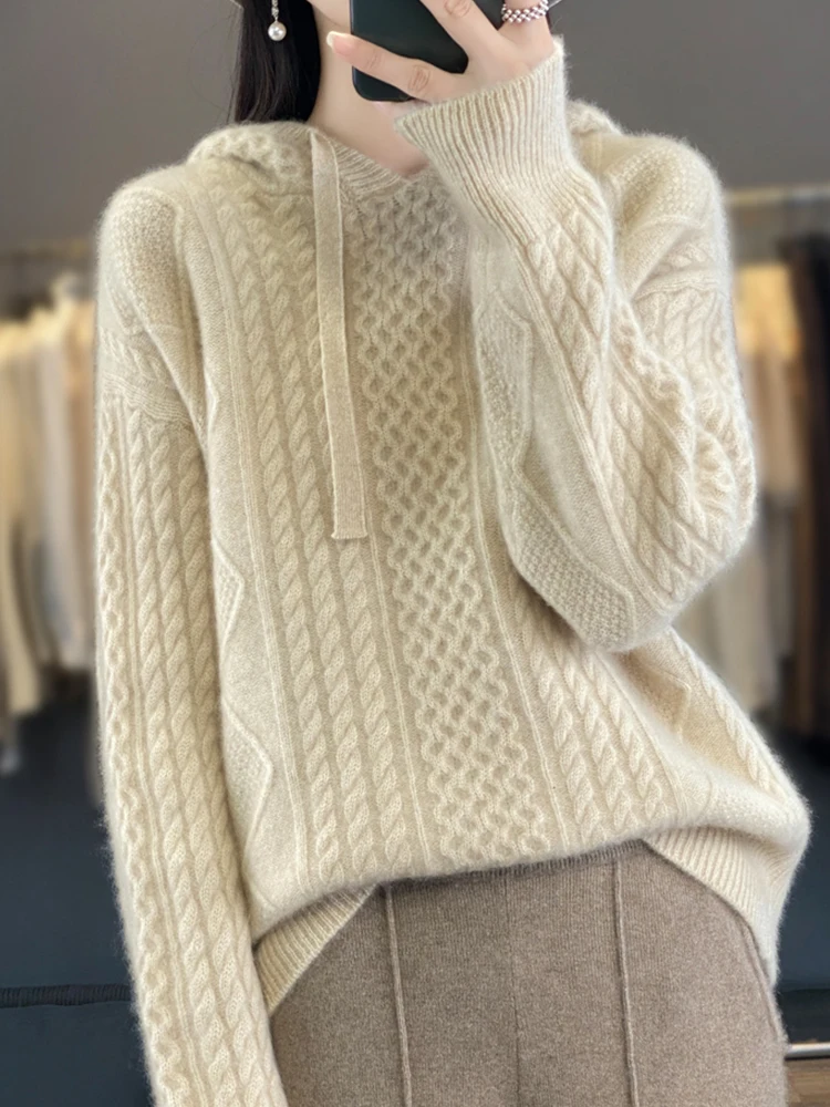 

Sli Knitted Hoodie Base Layer irt Women's Spring Autumn Inner Wear Trendy Knitwear plus Size Women's Autumn Winter Sweater