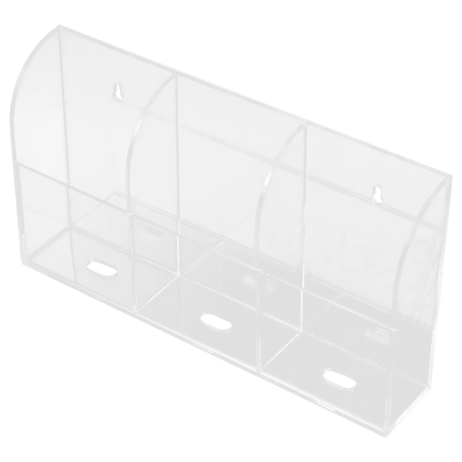 Wall Mounted Acrylic Remote Control Organizer Holder with Phone Charging Rack 3-Compartment Storage for TV Ac Sensor Devices