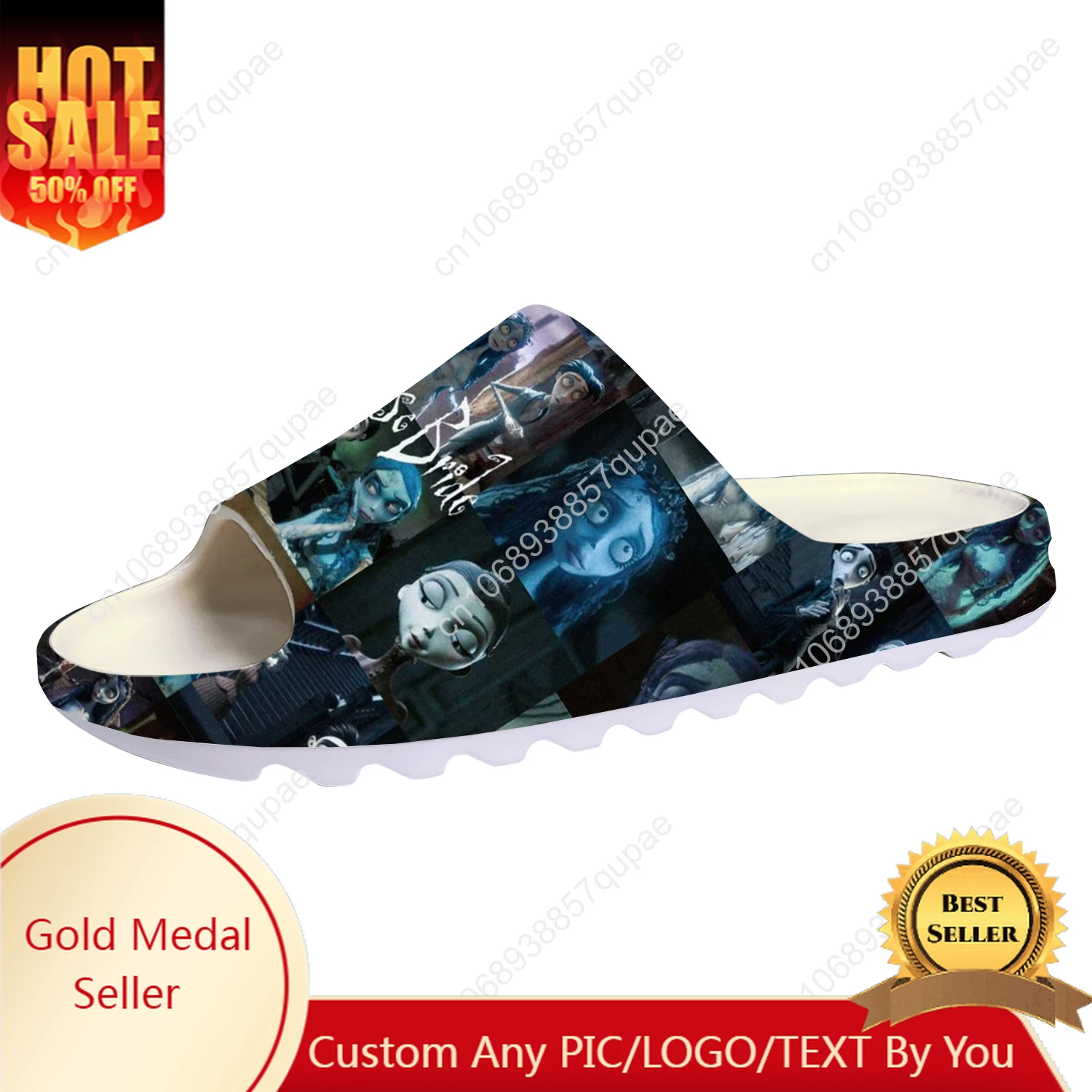 Corpse Bride Cartoon Soft Sole Sllipers Home Clogs Step on Water Shoes Mens Womens Teenager Bathroom Customize on Shit Sandals