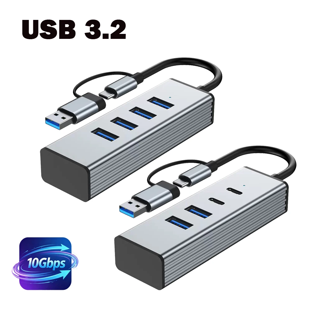 

USB 3.2 4-in-2 Hub 10Gbps High Speed Multiport Adapter and Splitter Docking Station for MacBook Air Pro M2 M1 Laptop