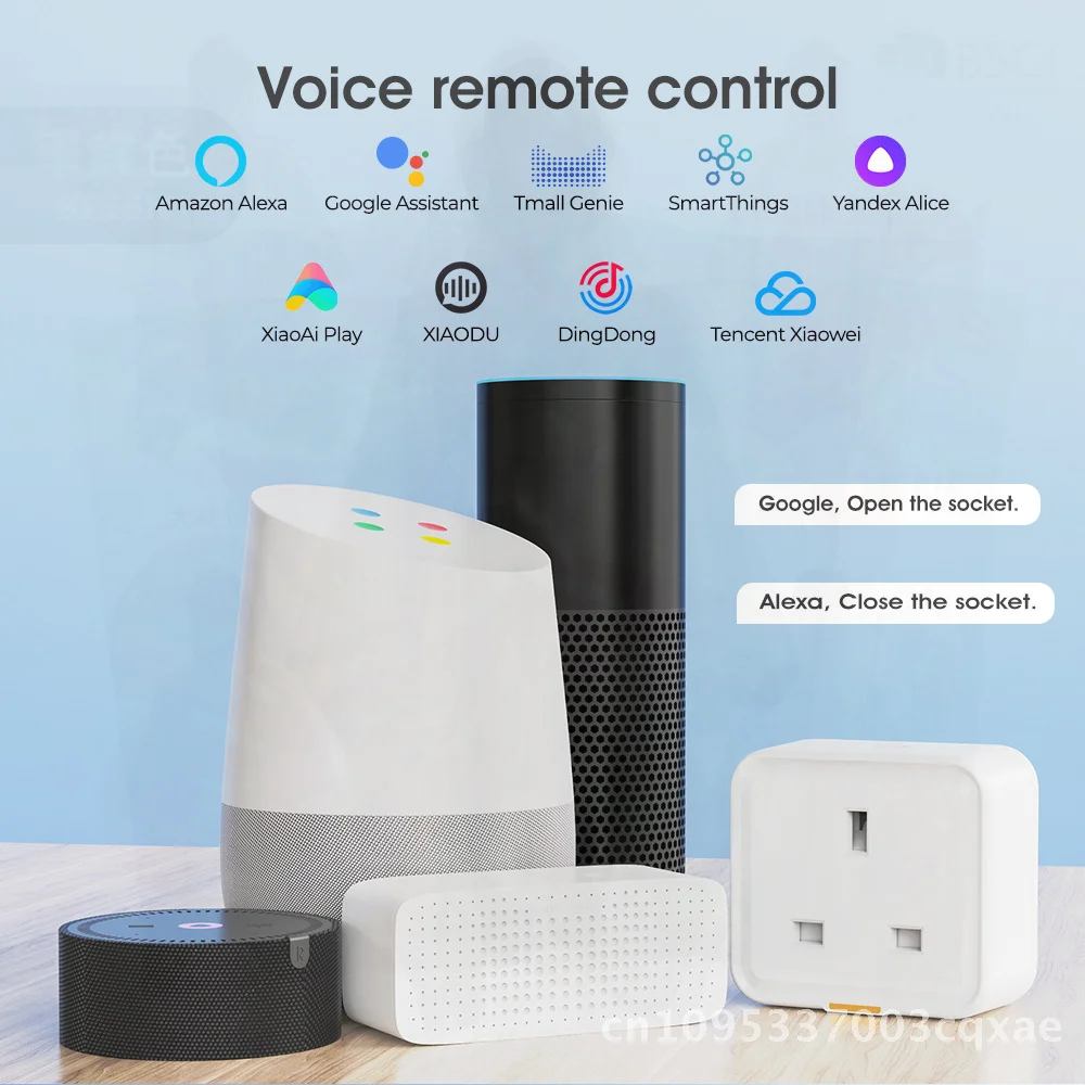 

Smart WiFi British Standard Socket with RF Power Stats Graffiti App Remote Control Timer Plug Switch for Smart Home