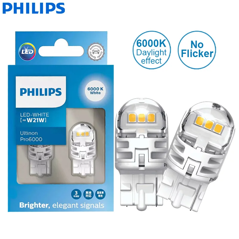 Philips LED W21W WY21W 7440 T20 Ultinon Pro6000 Amber White Color