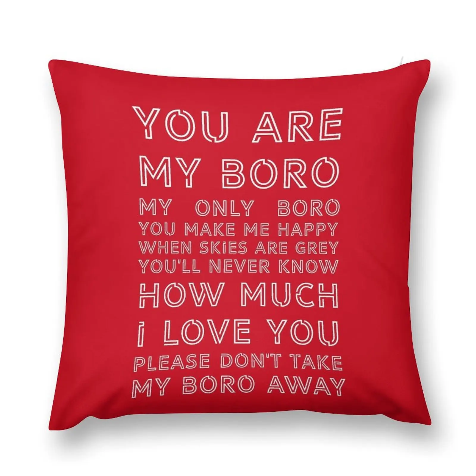 You Are My Boro - Middlesbrough Football Club White On Red Throw Pillow pillow cover christmas Luxury Cushion Cover pillow