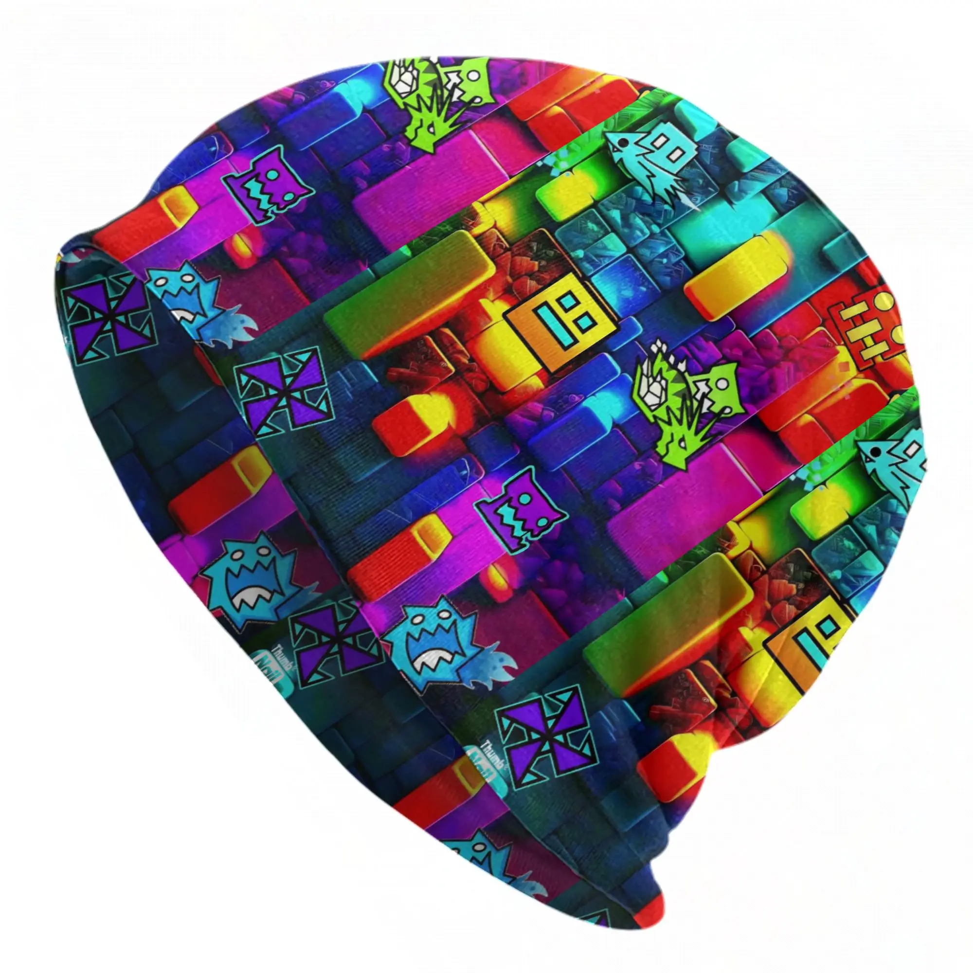 Geometry Dash  Caps  Casual Autumn Winter Outdoor Skullies Beanies Hat Spring Warm Dual-use Bonnet Hat