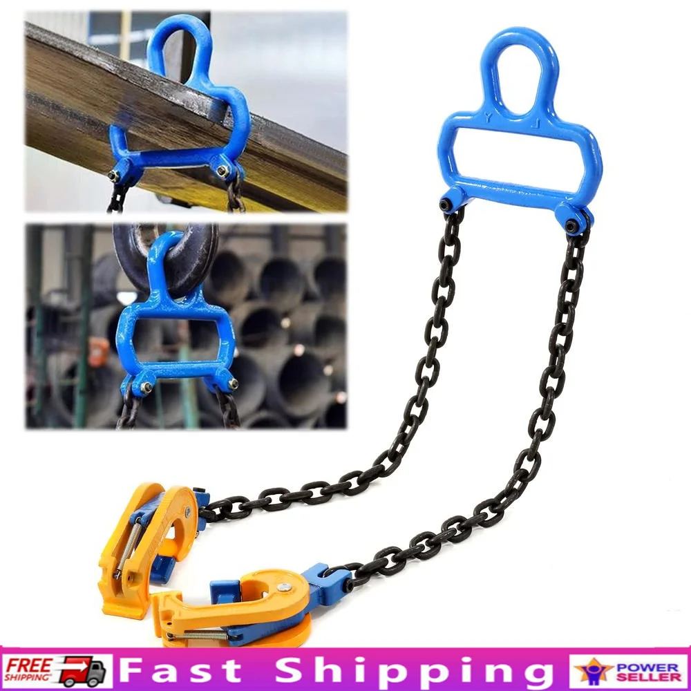 1 Ton Chain Drum Lifter 2204lbs Loading Capacity Hoist Forklift Crane 55 Gallon Drums Metal Plastic Barrel Double Hook Clamp