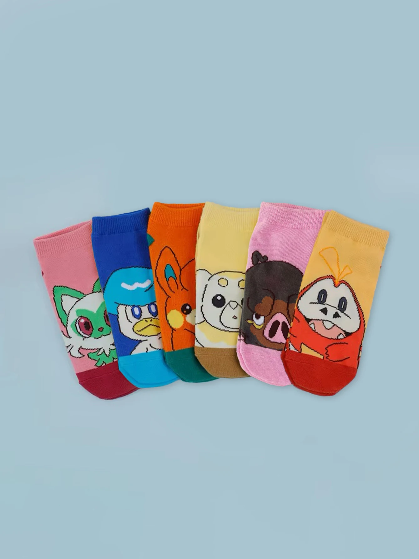 6/12 زوجًا من جوارب قصيرة نسائية غير رسمية ماصة قابلة للتنفس من Miniso الجديدة Pok é mon بنمط كرتوني