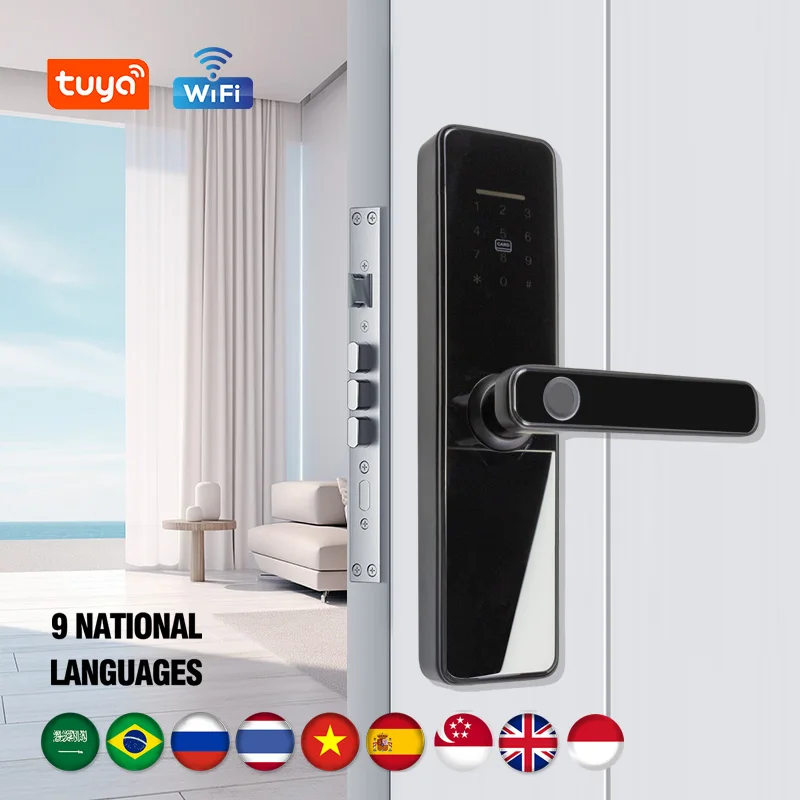 PHIPULO New Tuya WIFI Smart Door Lock Digital Electronic Lock One-click Biometric Lock Fingerprint Lock