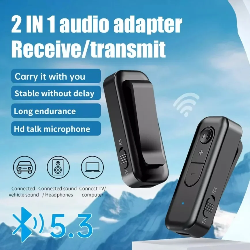 

Bluetooth 5.3 Adapter 3.5mm Jack Aux Wireless Bluetooth Transmitter Receiver Stereo for Headphones Phones TV Car Audio Receiver