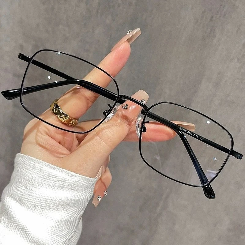 Frauen Vintage Platz Myopie Gläser Männer Business Anti Blau Licht Nahe Anblick Brillen Luxus Metall Rahmen Minus Anblick Brillen
