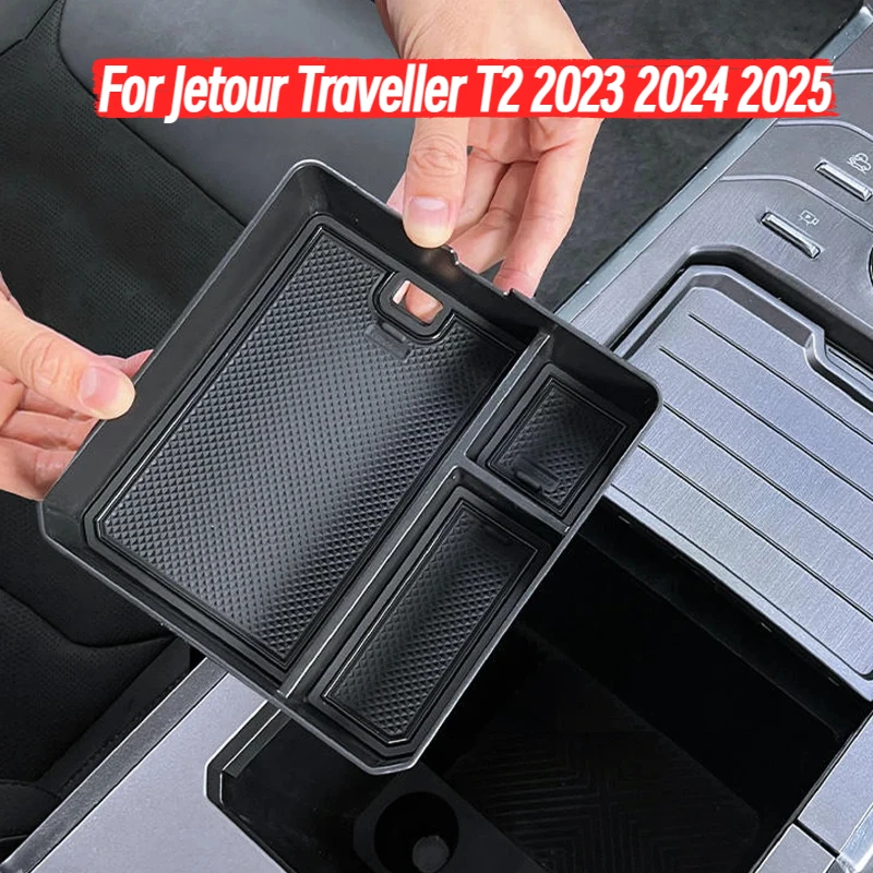 

For Jetour Traveller T2 2023 2024 2025 ABS Central Armrest Storage Box Holder Tray Car interior Accessories