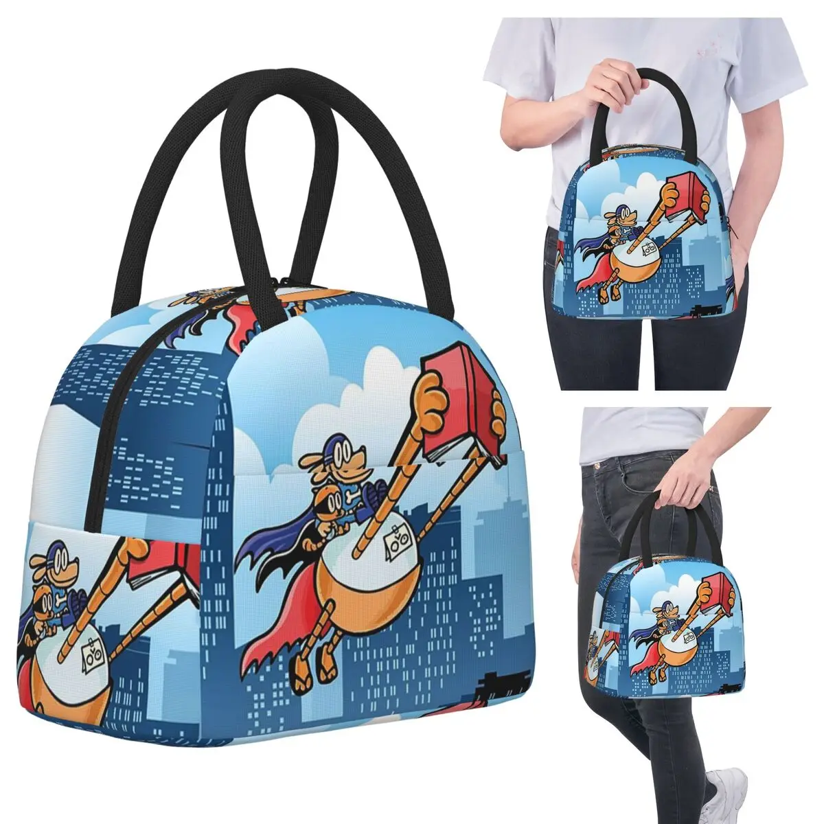 

Собака, парень и кошка, ребенок, Supa Buddies, изолированная сумка для обеда для женщин, офисный холодильник, термосумка для еды, портативные коробки для завтрака
