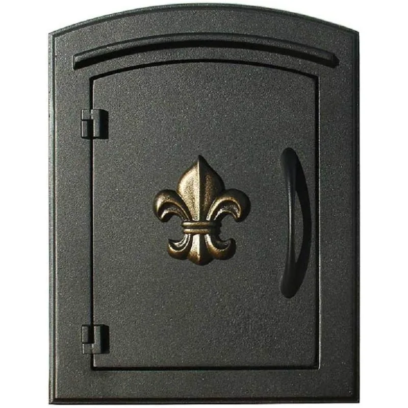 

MC-1402-BLK Manchester Fleur De Lis с логотипом, крепление на дверную колонку, неблокирующийся почтовый ящик, черный