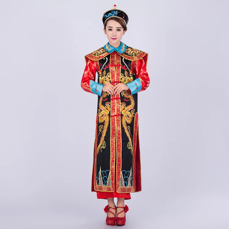 

High Quality Chinese Emperor Traditional Costume Chinese Ancient Emperor Queen Costume The Qing Dynasty Dragon Robe