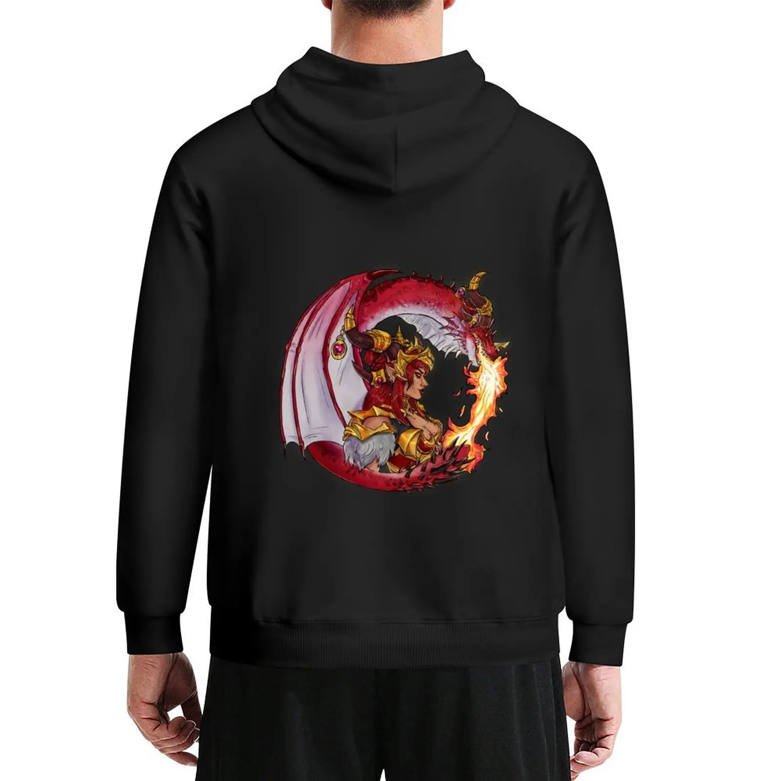 

alextrasza inspired circular dragon design Hoodie japanese style men's clothing korean clothes anime hoodie