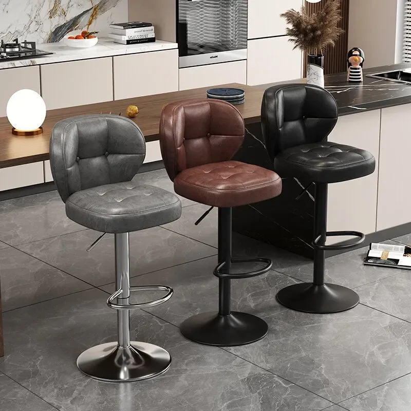 Customizable Lift Bar Stool Modern Light Luxury Rotating Backrest Chair Simple High Stool for Coffee Shop Cashier Counter