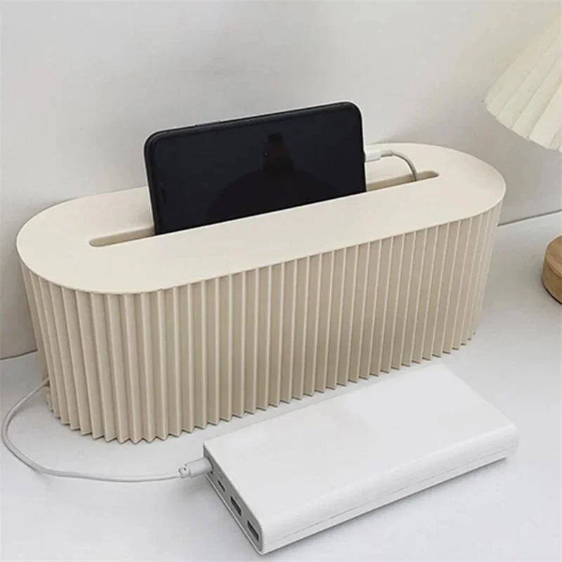 1PC Desktop Plug Board Storage Box Large Power Socket Management Box Creative Living Room Wire Data Cable Collection Box image 5