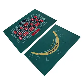 Doppelseitige Poker-Layoutmatte für Blackjack und Texas Holdem erhältliche Tischmatte, Craps und Roulette-Tisch, Filzmatte aus grünem Stoff