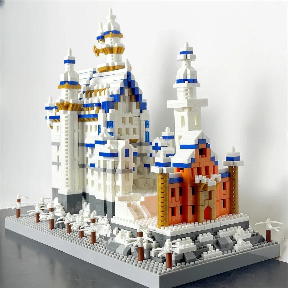 White Swan Castle Historical Architecture Micro Model Building Blocks Set: Elegant Decorative Piece,exercise hands-on ability