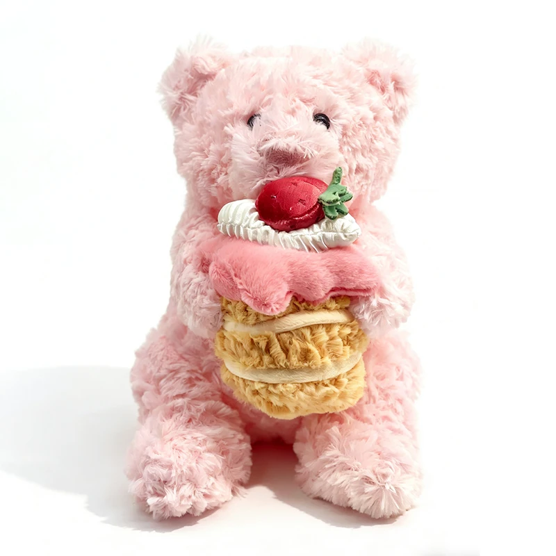 

Плюшевая игрушка-медведь Pink Barcelona Cake Bear, плюшевое украшение в виде персикового торта, комфортные плюшевые игрушки, подарок на день рождения