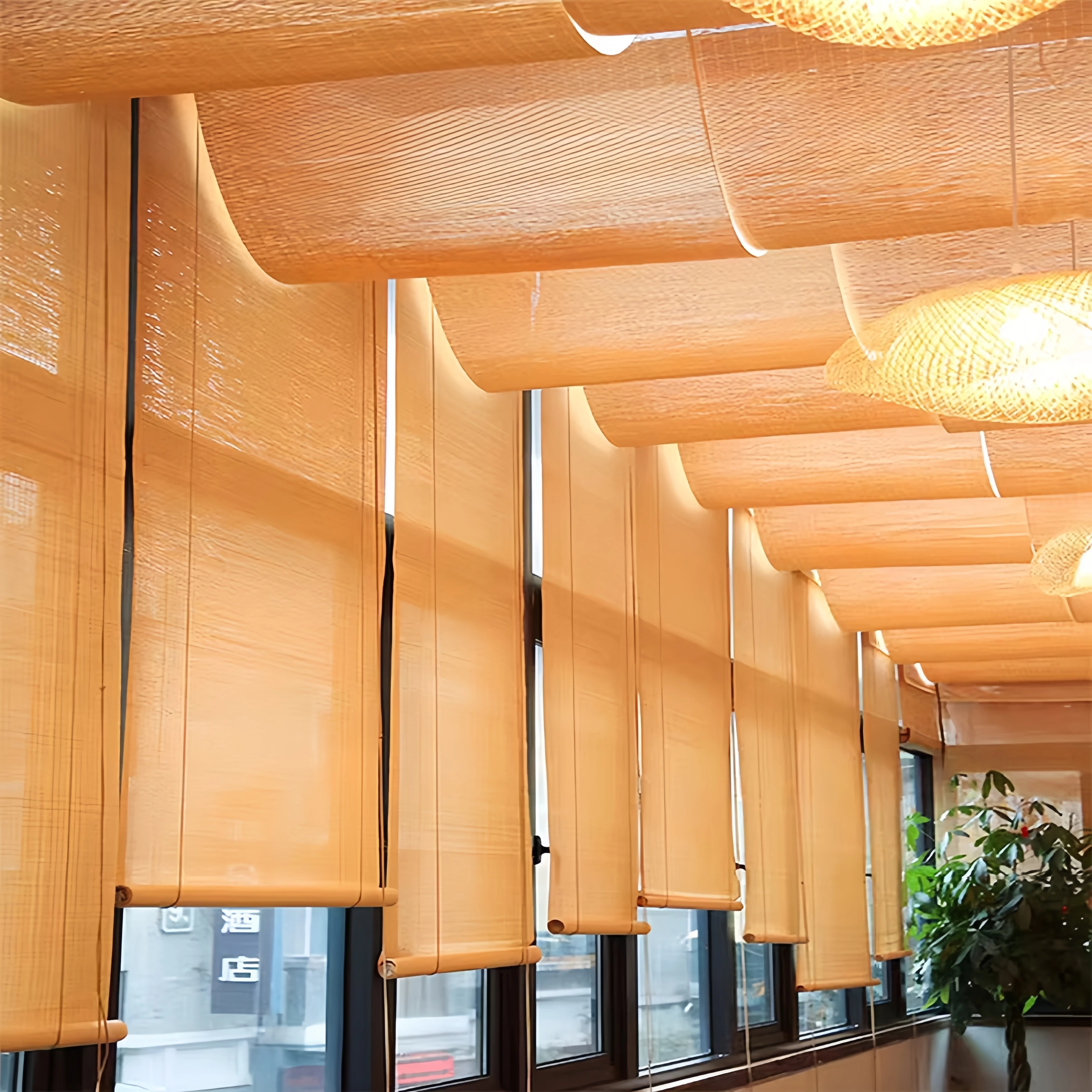 Custom Bamboo Roller Blinds/Shades,Curtains for Sunshade & Ventilation,Outdoor/Indoor Wall & Ceiling Decor,Partition,1m x1m