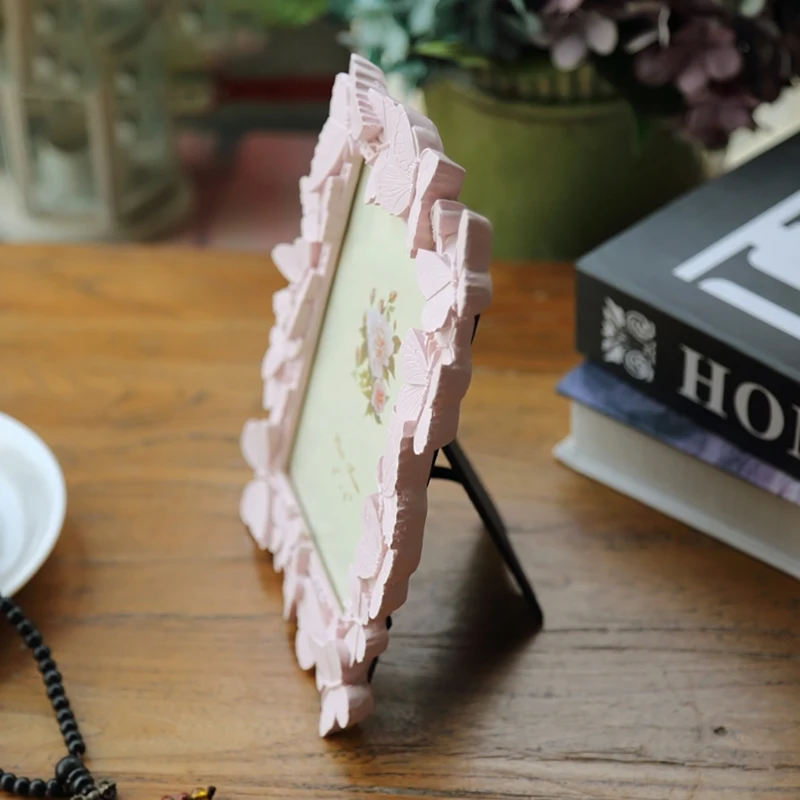 Pink Butterflies Resin Photo Frame 4 By 6 Rectangle For Home Indoor Tabletop Decoration - Image 4