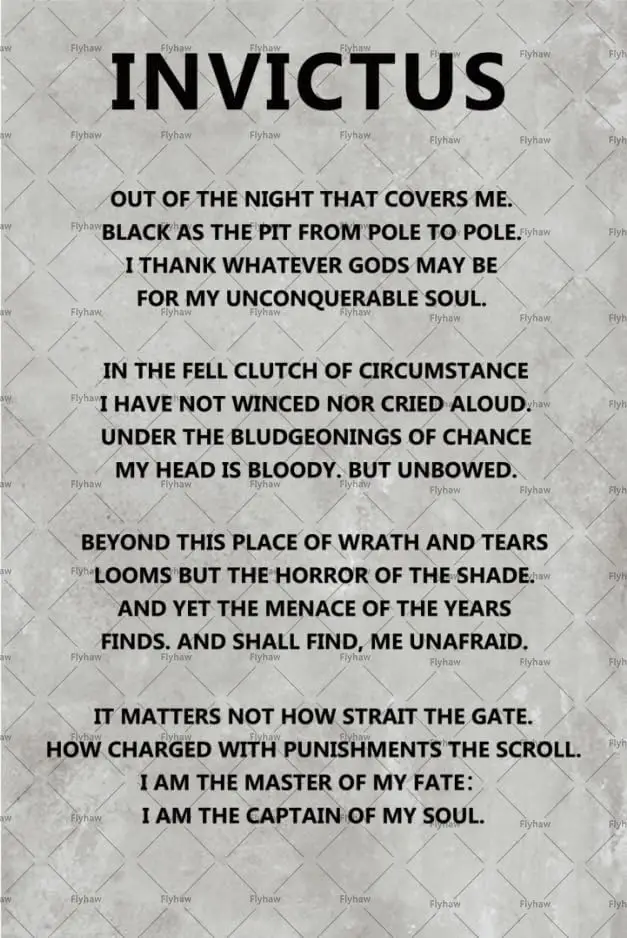Inspirational Invictus Tin Signs Wall Art Home Office Tin Poster Retro Motivational Invictus Metal Tin Sign 8x12 inch
