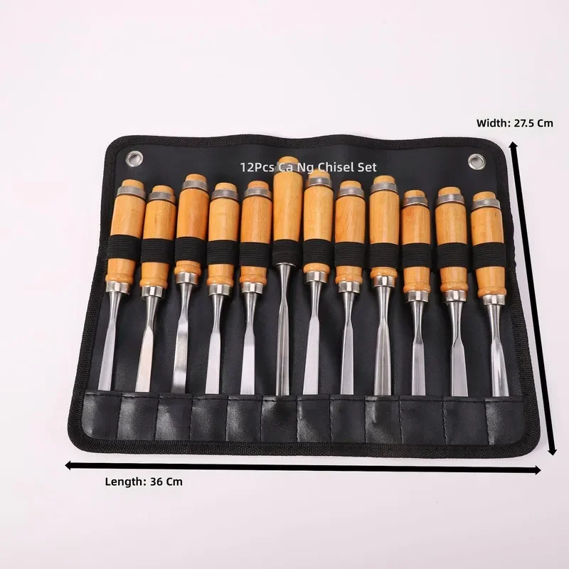 12‑Piece Wood Carving Chisel Set, Root Carving Engraving Tools Kit, Sharp Blade Hand Sculpture Cutter for Woodworking Handcraft