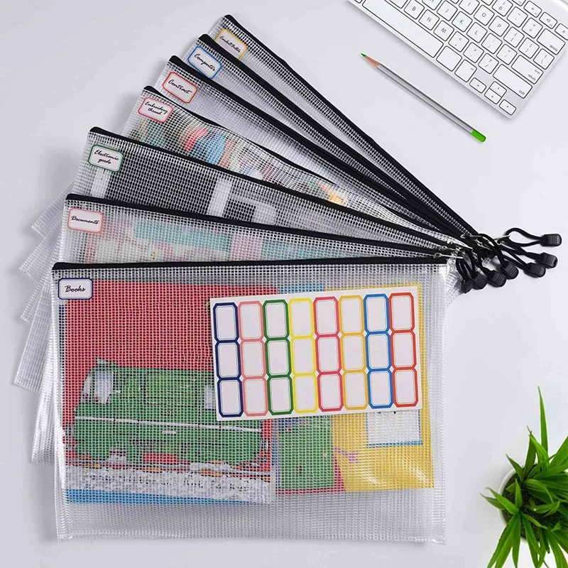 36PCS A3 Folder, Information Zipper Bag Plastic Wallet Mesh File Bag Zipper Bag Zipper Wallet