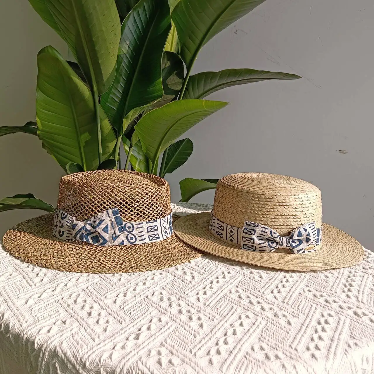 Women's Natural Straw Hat Gazebo Palm Leaf Braided Fedora French Elegant Hat Men's Sun Hat Beach Summer Jazz Hat Panam