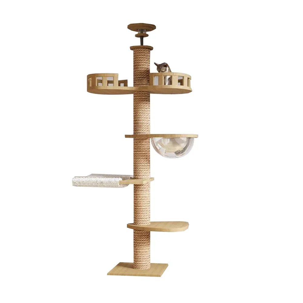 Custom Floor To Ceiling Adjustable Height Climbing Cat Tower