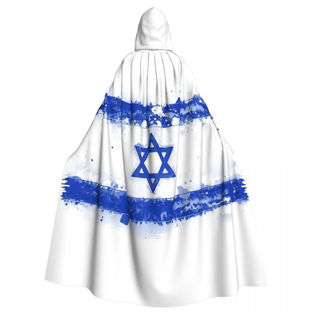 Israel Grunge Flag Long Hooded Cloak Witch Medieval Costume Cosplay Cape HalloweenVampire Adult Unisex