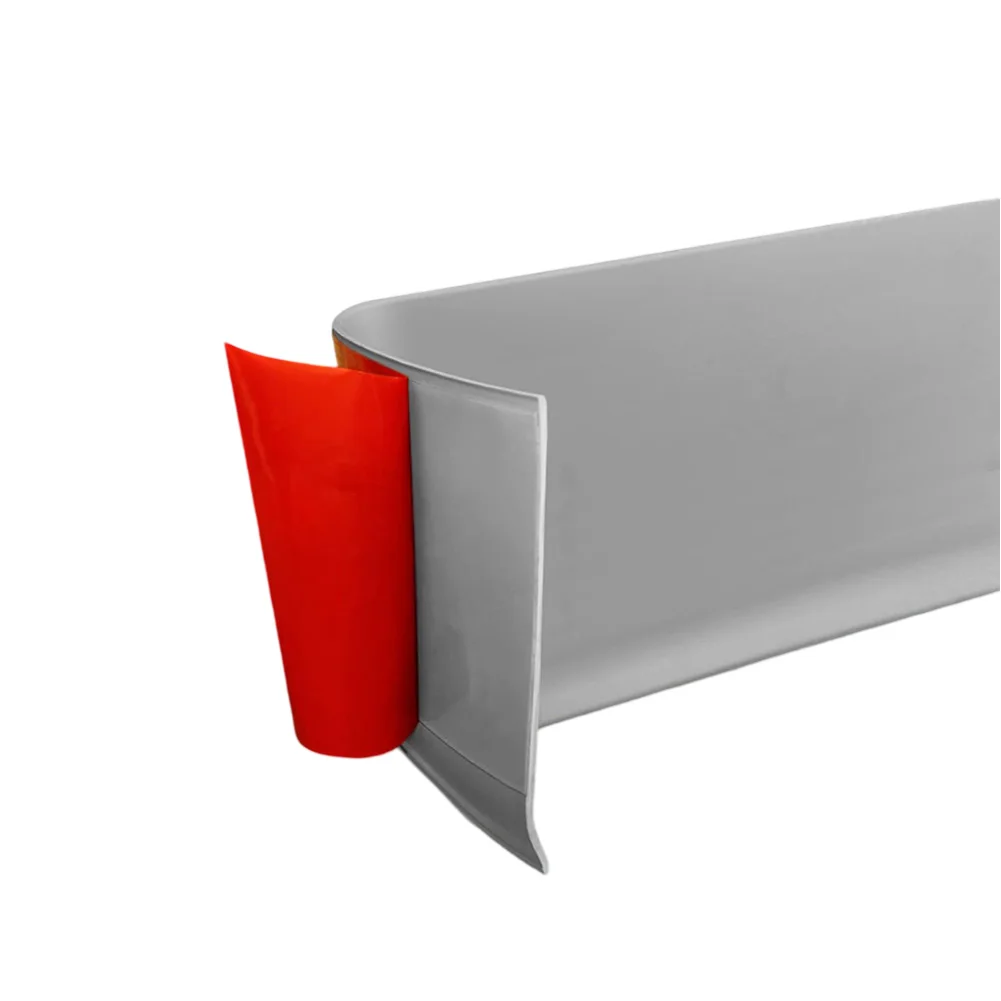 

PVC waterproof skirting board 3 meters long with plastic make and enlarged three dimensional upper edge for wall protection