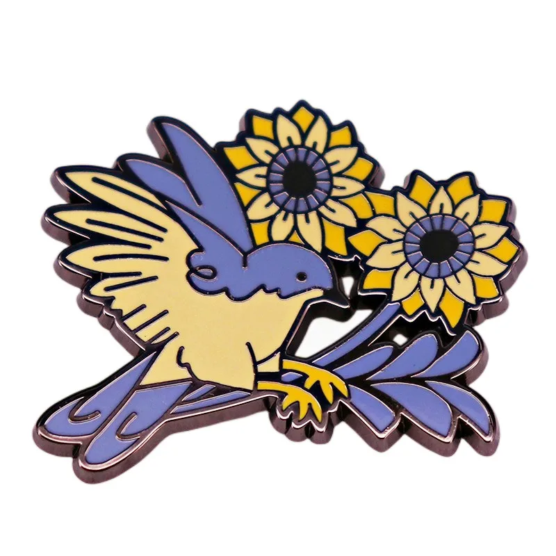 Ukraine Sunflower Brooch Cartoon Animal Bird Plant Badge Fashion Lapel Pin Jewelry Gift Clothes Bag Accessories for Friends