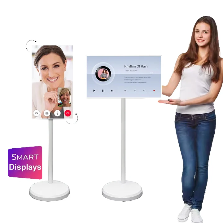 21.5 Inch Smart Tv Display Mobile Stand Television Rollable Lcd Screen Monitor With Wifi 1080P Touch Screen Portable Smart Tv
