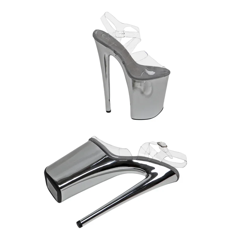 Leecabe 23CM / 9inches strap cross Clear PVC Upper open toe fashion Platform High Heels Sandals stripper heel Pole Dance shoes