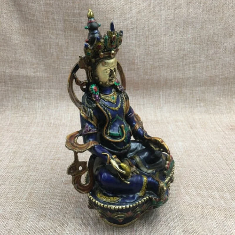 Antique Cloisonne Bronze God Kwan-yin Buddha God of wealth Buddha statue