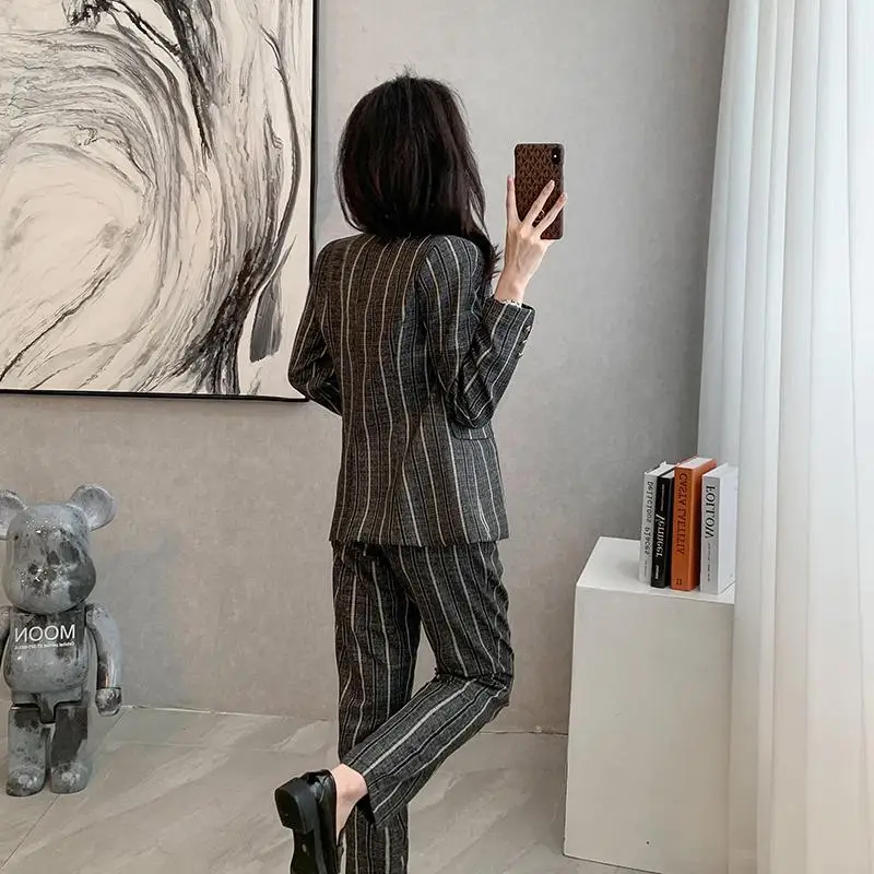 4-G8   High-grade striped suit jacket for women 2023 spring and autumn new British styall professional casual suit