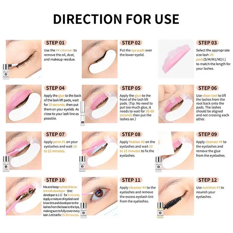 Semi-permanente Cílios Lift Kit para Iniciante, Curling Lash Extension Set, Lash Perm Kit, Casa e Salão