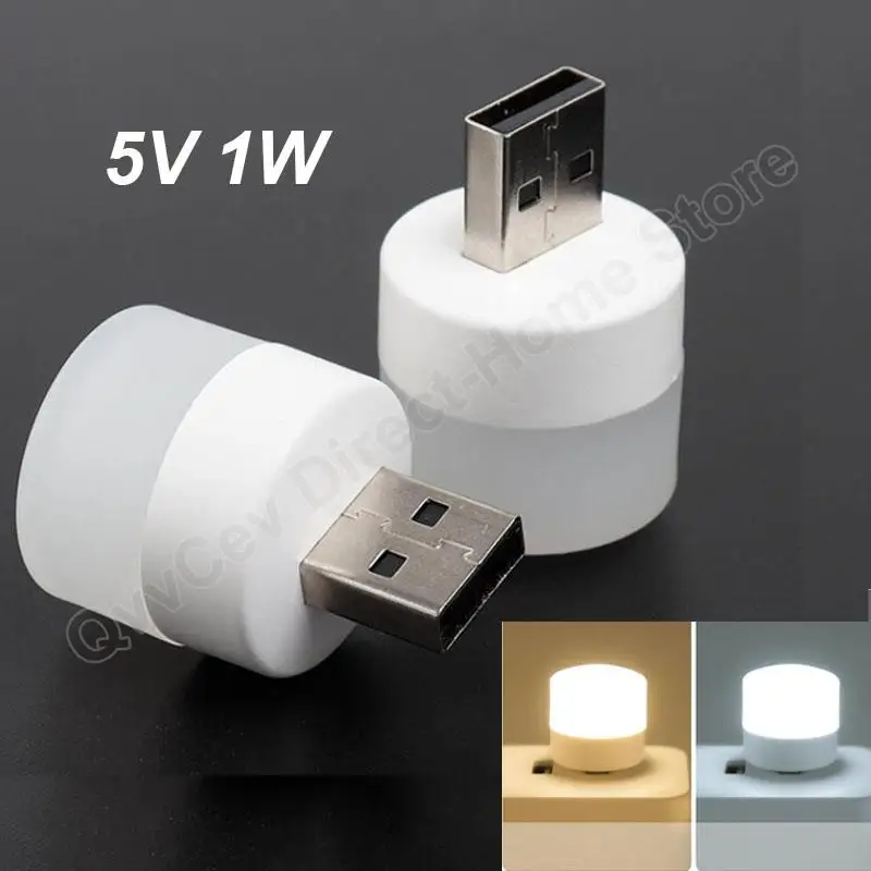 

5V 1W Pocket Mini LED Night Light USB Plug Lamp Power Bank Charging USB Book Lights Small Round Reading Eye Protection Lamps