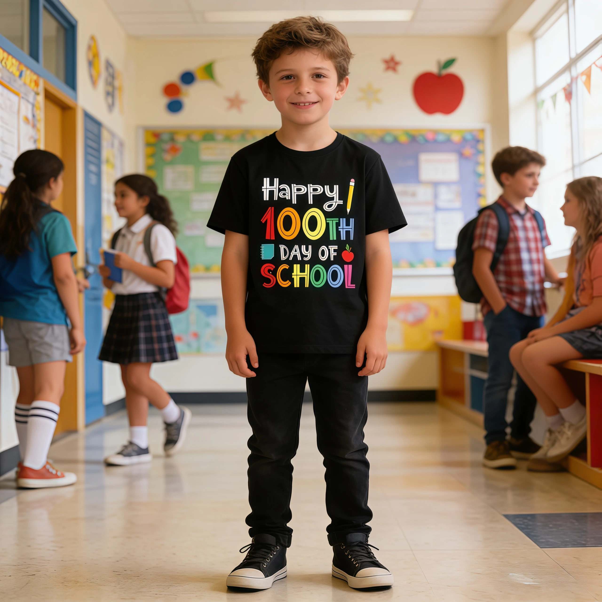 Kleinkind Happy 100 Days Of School T-Shirt Jungen Mädchen Kindergarten Shirt 100. Tag der Schule Feier Performance Geschenke Tops